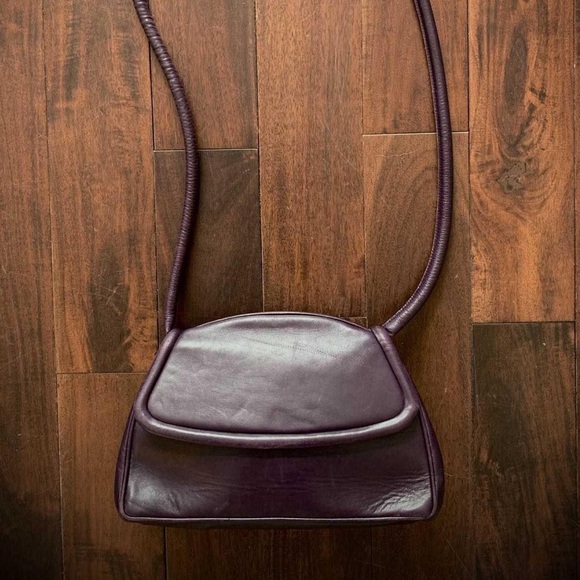 Vintage Frances Patiky Stein purple leather purse - Picture 1 of 5